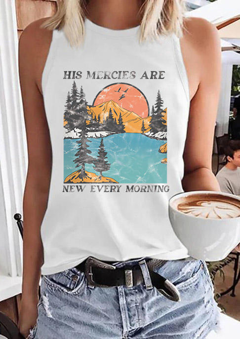 

His Mercies Are New Every Morning Racerback Tank - White, SCM017595