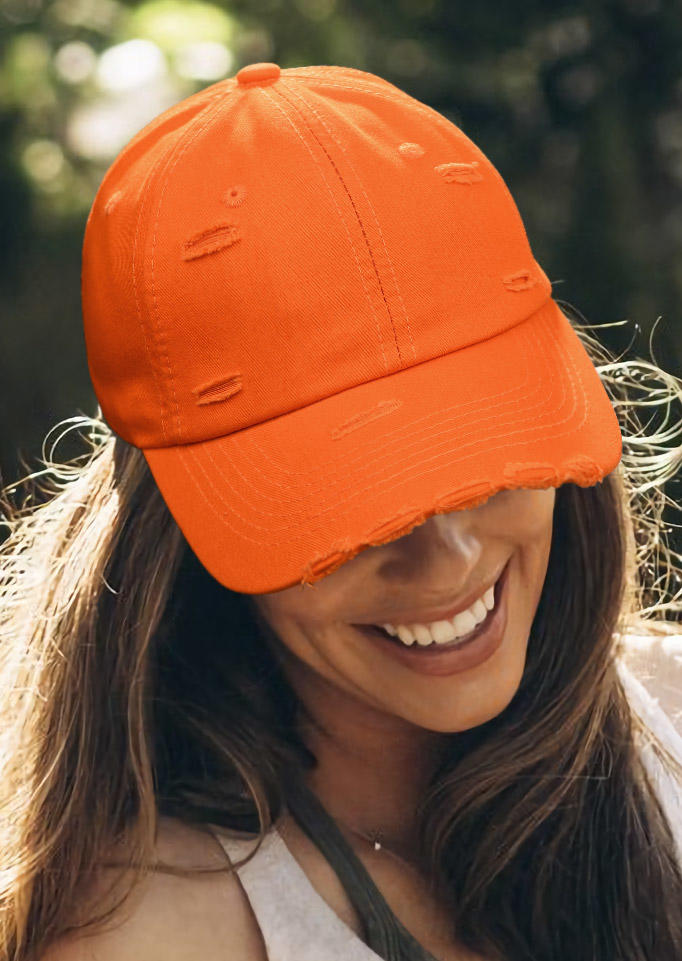 

Frayed Casual Baseball Cap, Orange, SCM017668