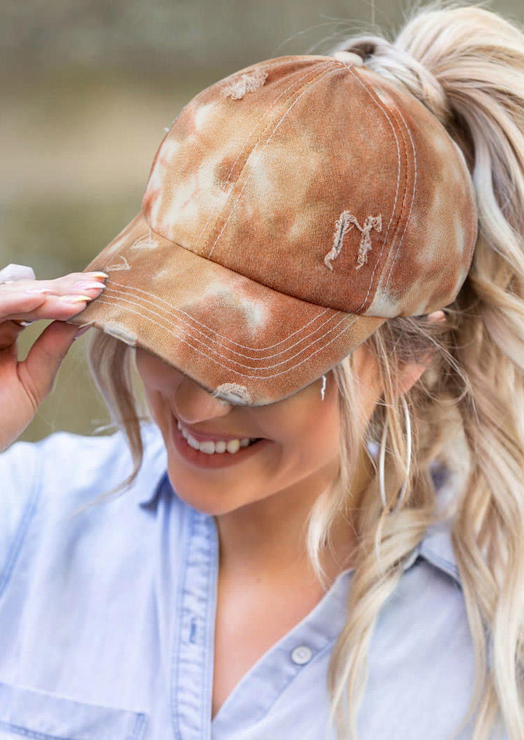 

Tie Dye Criss-Cross Frayed Baseball Cap, Orange, SCM017730