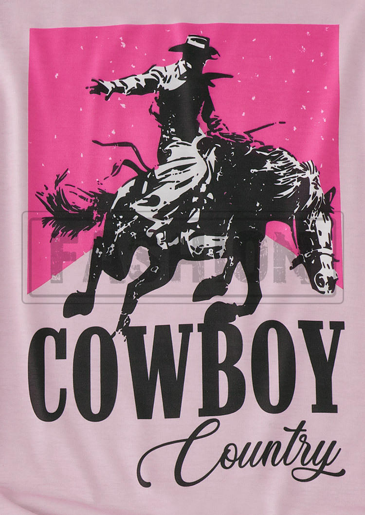 Cowboy Country O-Neck Tank - Pink