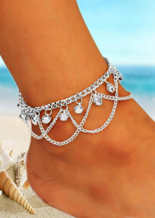 

Hollow Out Bell Alloy Chain Anklet, Silver, SCM017733