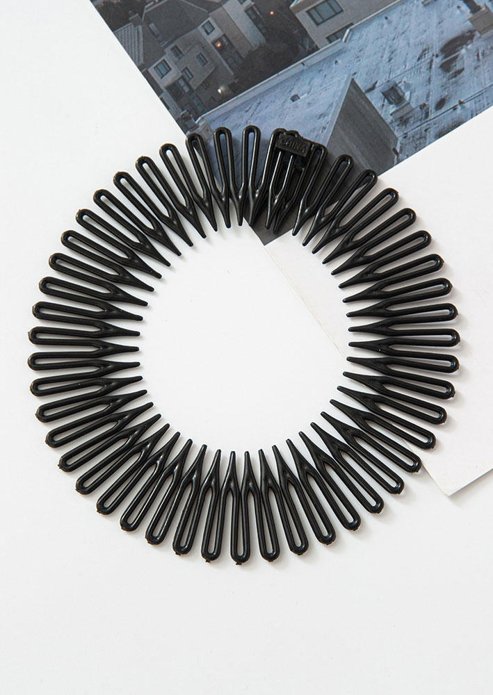 

12Pcs Plastic Circle Stretch Flexible Hair Comb Clip, Black, SCM017790