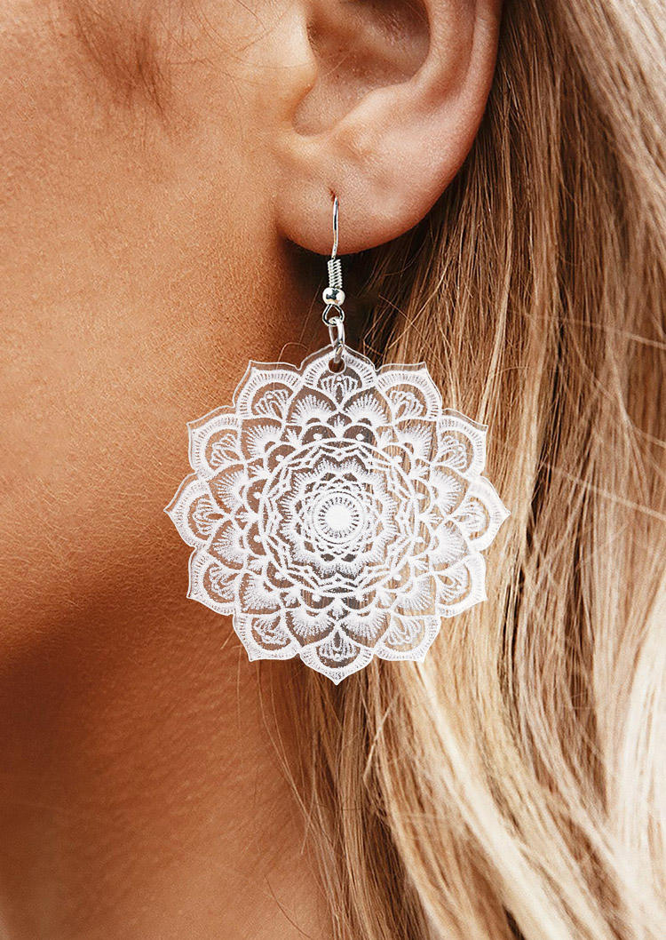 Floral Acrylic Casual Earrings - White