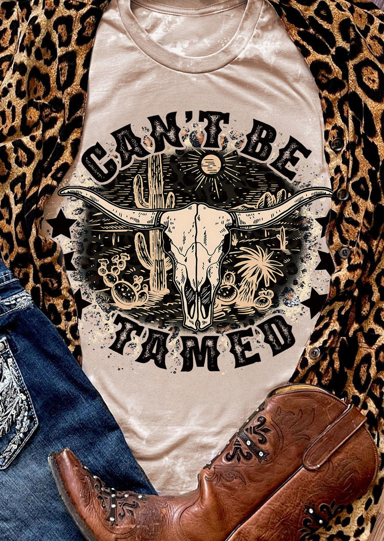 

Steer Skull Cactus T-Shirt Tee - Apricot, SCM017825