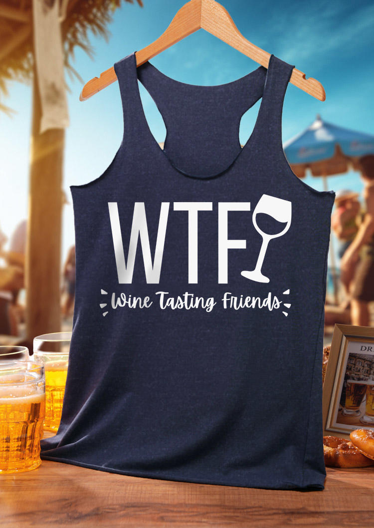 WTF Wine Tasting Friends Drink Tank - Navy Blue