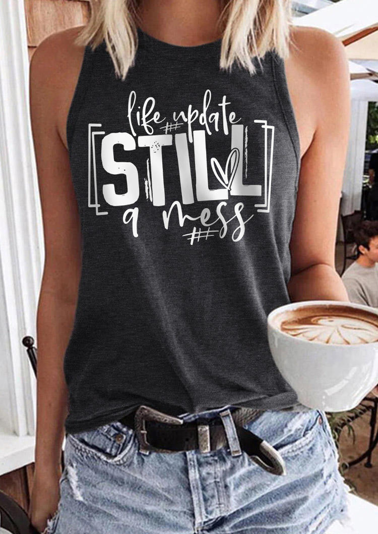 

Life Update Still A Mess Racerback Tank - Dark Grey, Gray, SCM018006