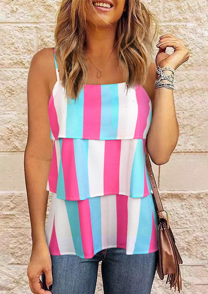 

Color Block Striped Layered Camisole, Multicolor, SCM017838