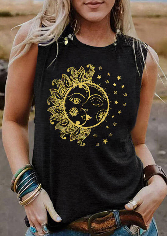 

Sun And Moon O-Neck Tank - Black, SCM018101