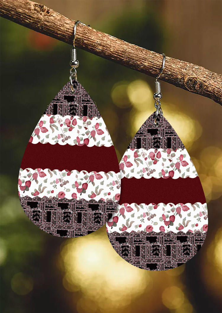 

Floral Color Block Plaid Earrings, Multicolor, SCM017922