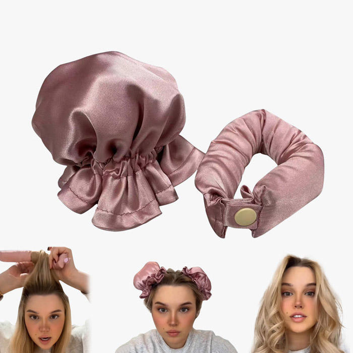 Button Sleep Curler Headband - Pink