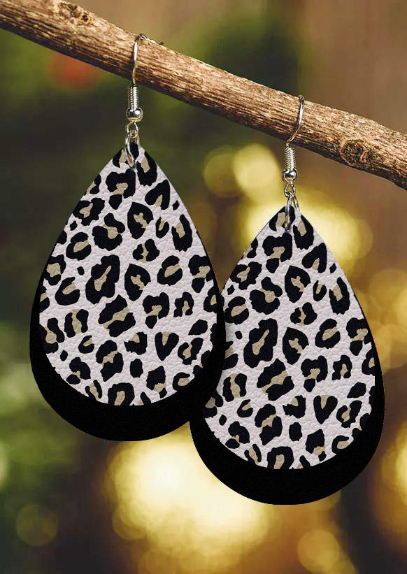 

Leopard Double-Layered Water Drop Earrings, Multicolor, SCM018037