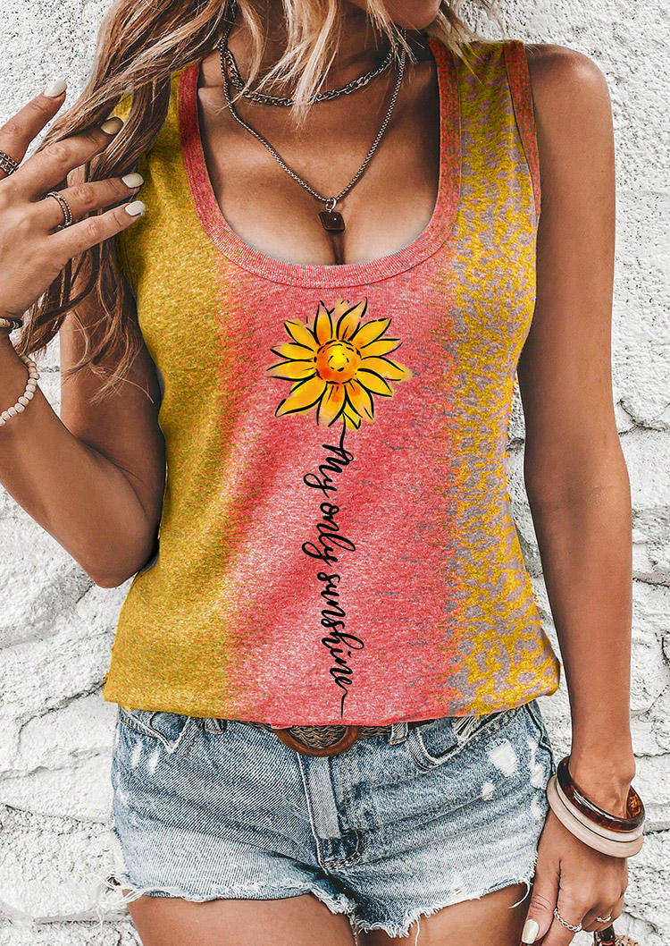 

My Only Sunshine Sunflower Color Block Tank, Multicolor, SCM017640