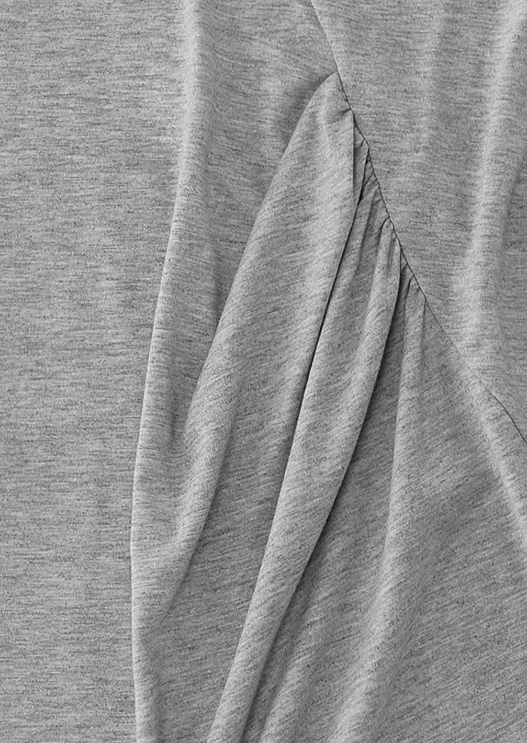 Hollow Out Ruffled Irregular Hem Mini Dress - Gray