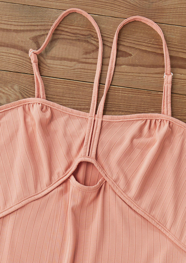 Hollow Out Spaghetti Strap Camisole - Pink