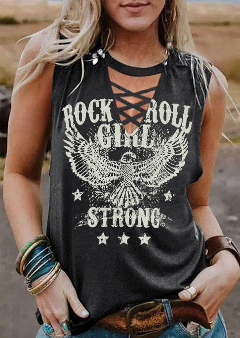 

Rock Roll Girl Strong Eagle Tank - Dark Grey, Gray, SCM018030