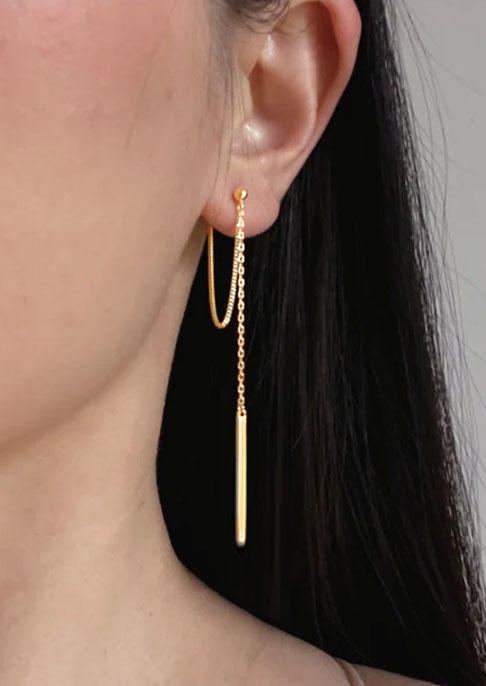 

Geometric Lovely Chain Tassel Earrings, Gold, SCM017794