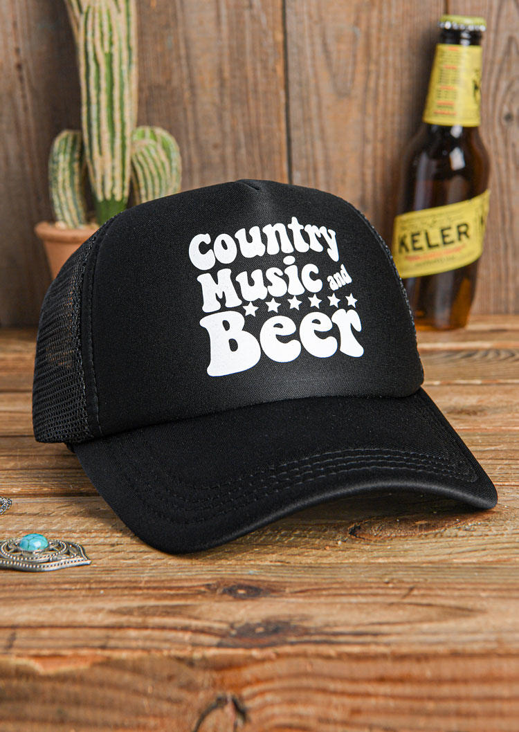 

Country Music And Beer Hollow Out Baseball Cap, Black, SCM017920