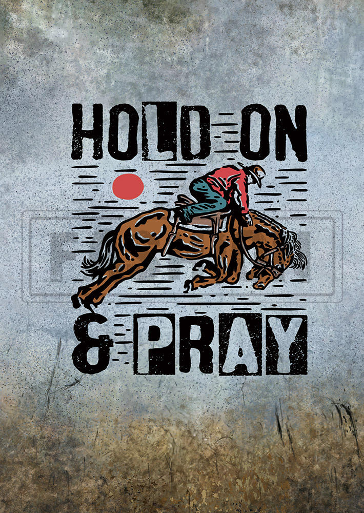 Hold On & Pray Cowboy Bleached T-Shirt Tee