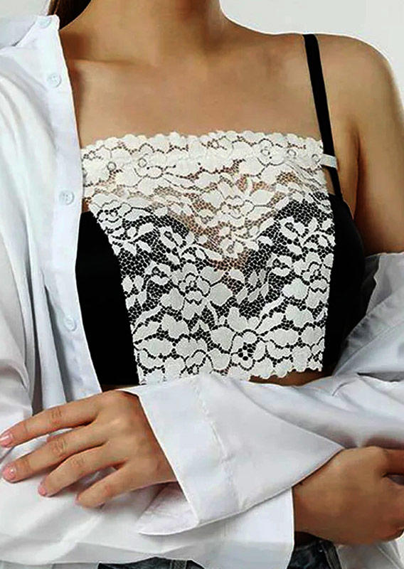 Lace Snap Button Strapless Bandeau Bra