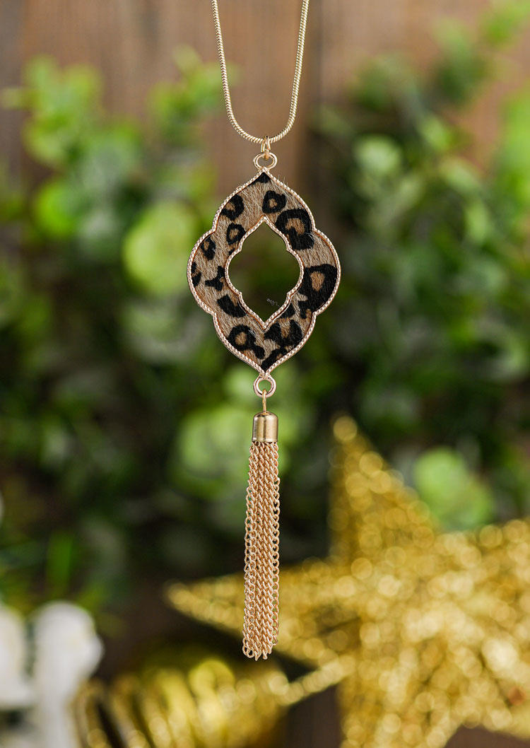 

Leopard Hollow Out Tassel Pendant Necklace, Multicolor, SCM017927