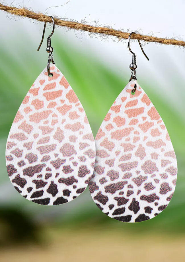 

Leopard Gradient PU Leather Water Drop Earrings, Multicolor, SCM018129