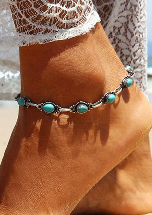 

Bohemian Turquoise Casual Anklet, Multicolor, SCM017974