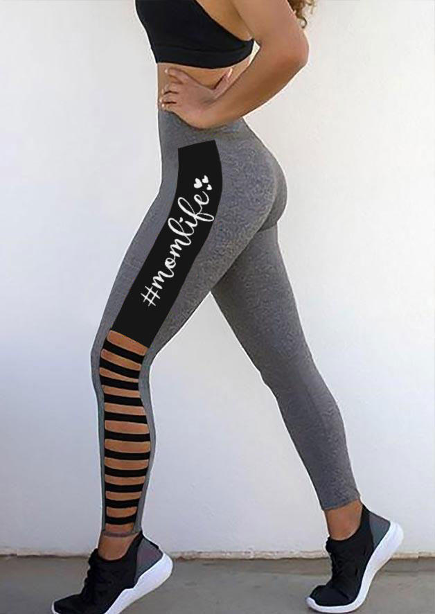 

Mom Life Yoga Sports Activewear Leggings - Gray, SCM018373