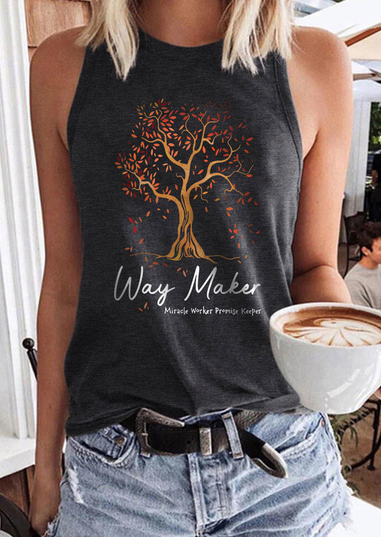 

Way Maker Miracle Worker Promise Keeper Tree Tank - Dark Grey, Gray, SCM018381