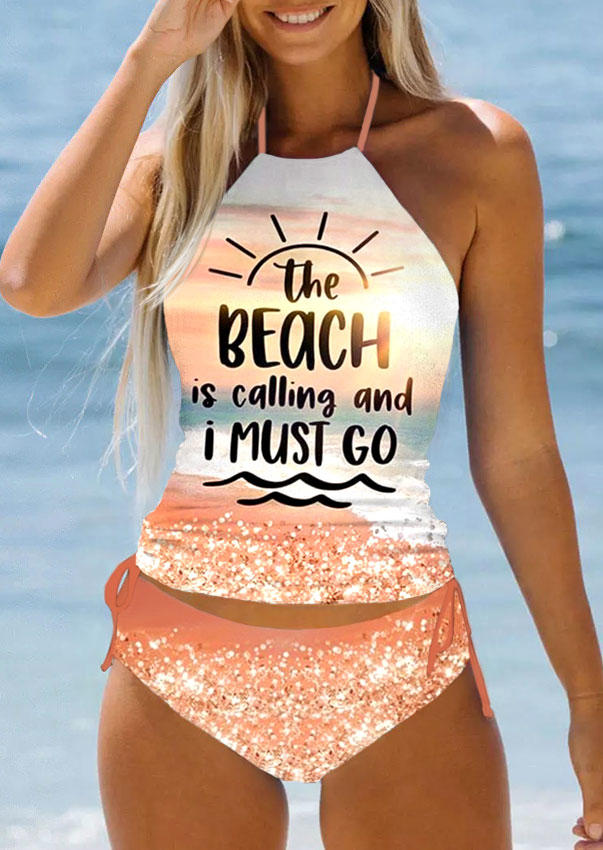 The Beach Is Calling And I Must Go Glitter Tankini Set