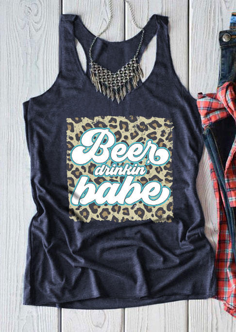 

Beer Drinkin' Babe Leopard Racerback Tank - Navy Blue, SCM018348