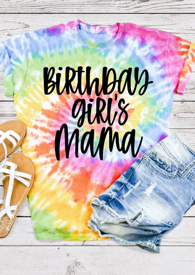 

Birthday Girl' Mama Reverse Tie Dye Rainbow T-Shirt Tee, Multicolor, SCM018437