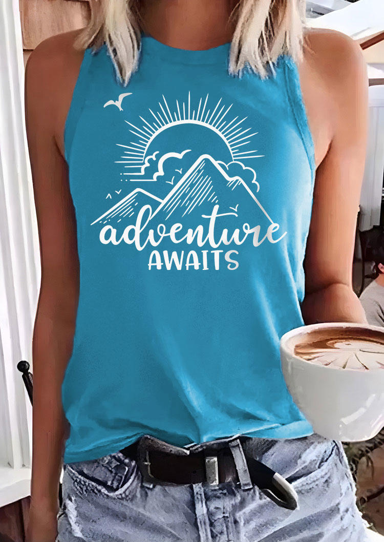 

Adventure Awaits Racerback Tank - Blue, SCM018163