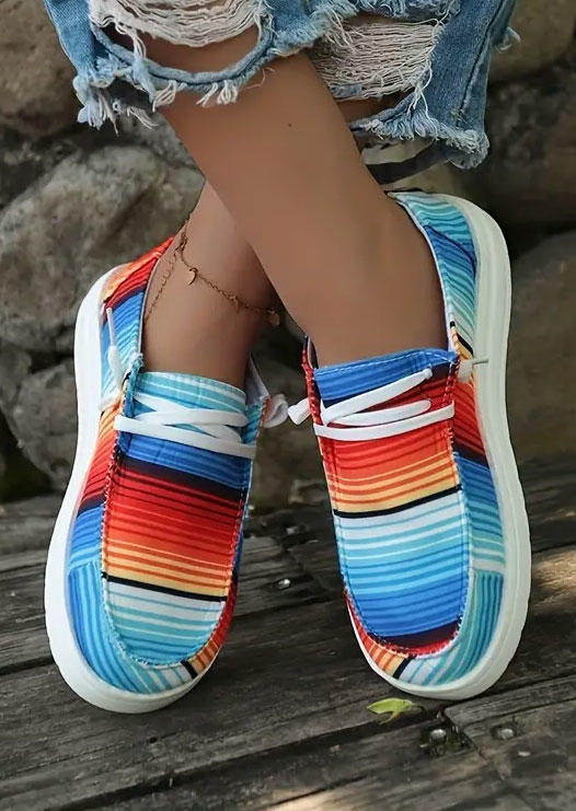 Gradient Serape Striped Slip On Flat Sneakers