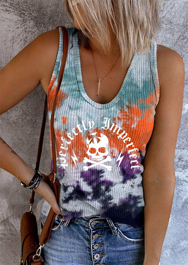

Perfectly Imperfect Skull Tie Dye Tank, Multicolor, SCM018443