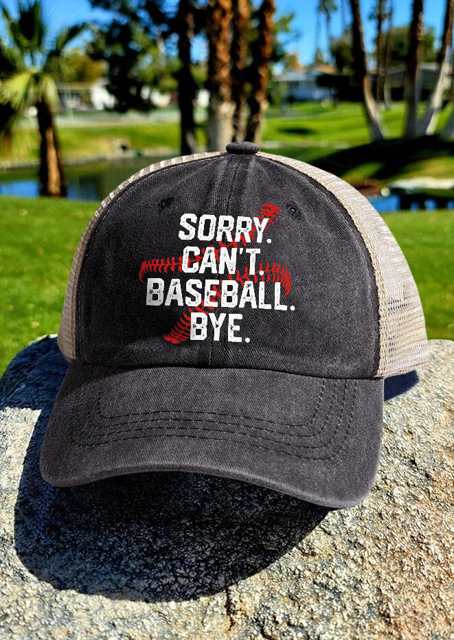 

Sorry Can't Baseball Bye Hollow Out Cap - Black, SCM018431
