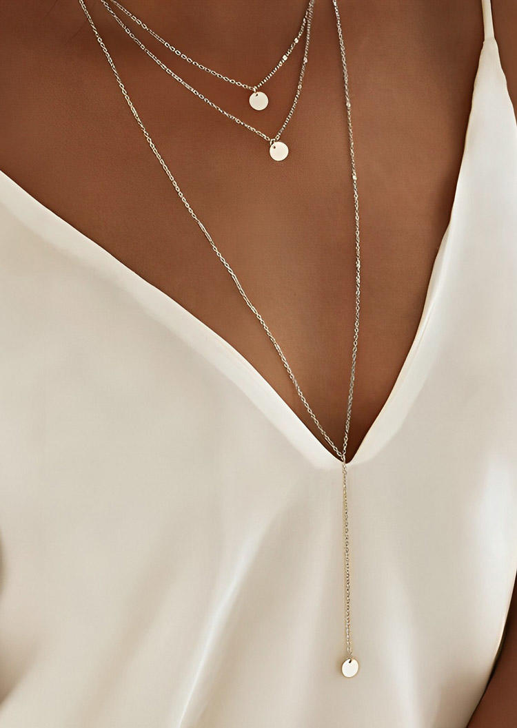 

Multi-Layered Fashion Pendant Necklace, Gold, SCM018388