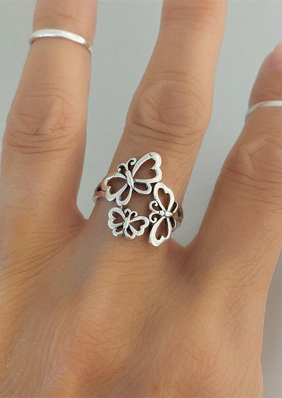 

Butterfly Hollow Out Alloy Ring, Silver, SCM018389