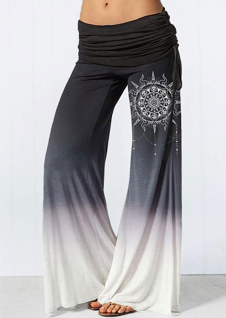 

Gradient Ruched Wide Leg Pants, Multicolor, SCM018435