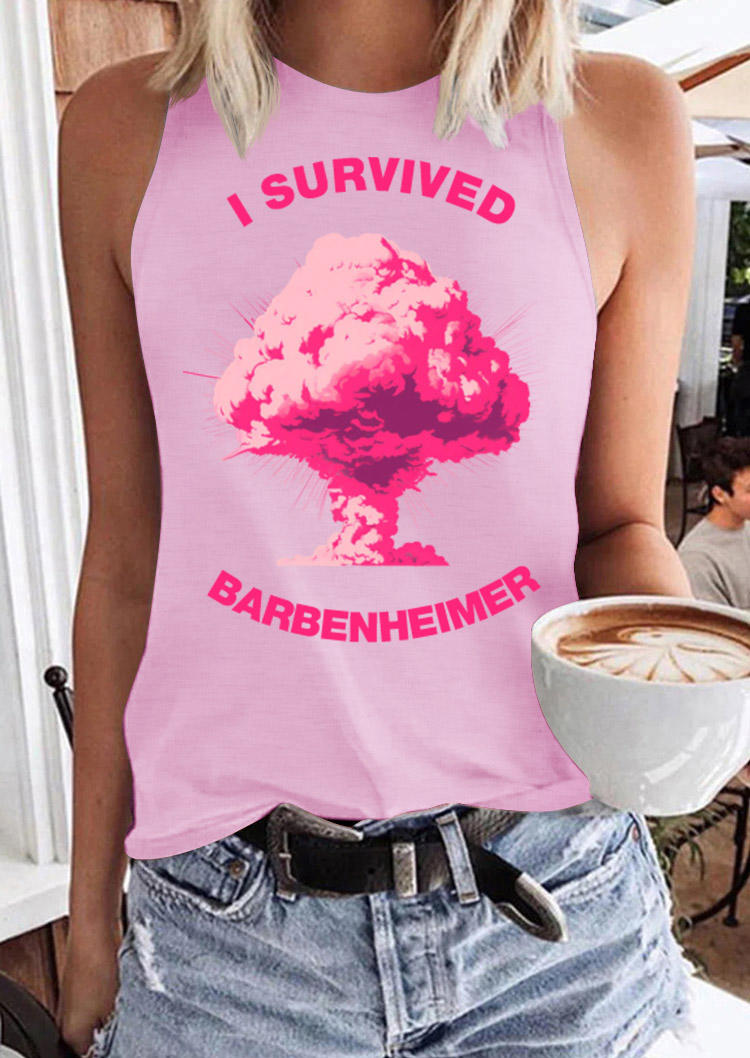 

I Survived Barbenheimer Racerback Tank - Pink, SCM018654