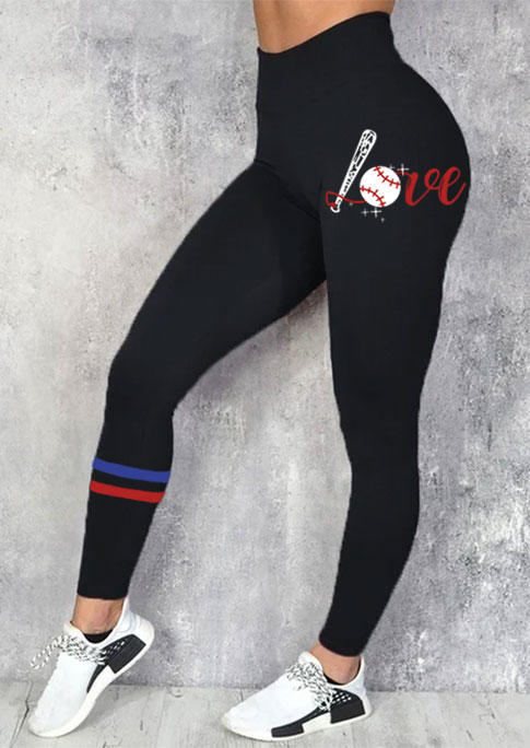 

Love Baseball High Waist Leggings - Black, SCM018645