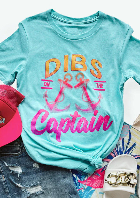 

Dibs On The Captain Anchor T-Shirt Tee - Cyan, Blue, SCM018742
