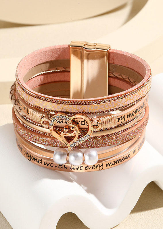 

Love Beyond Words Heart Magnetic Buckle Bracelet, Pink, SCM018596