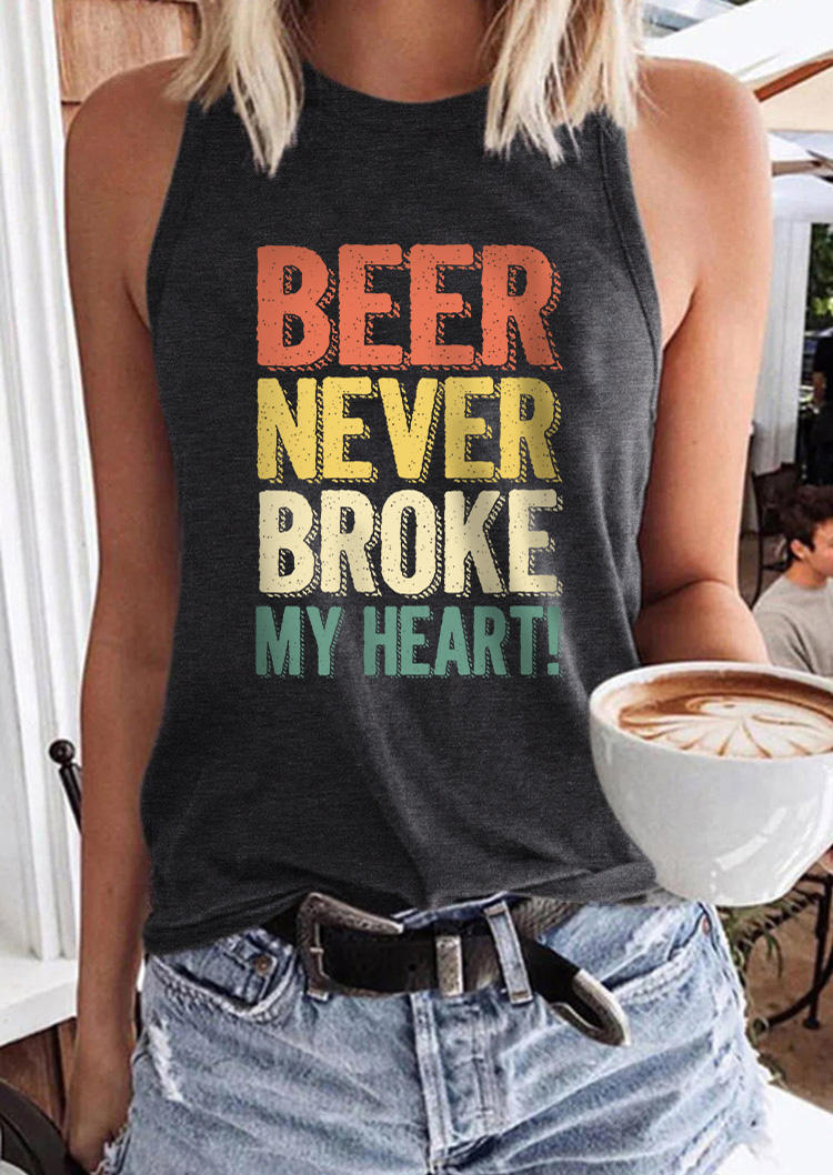 

Beer Never Broke My Heart Racerback Tank - Dark Grey, Gray, SCM018792