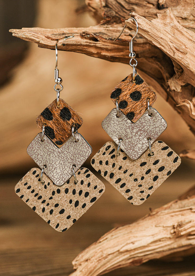 

Leopard PU Leather Hook Earrings, Multicolor, SCM018528