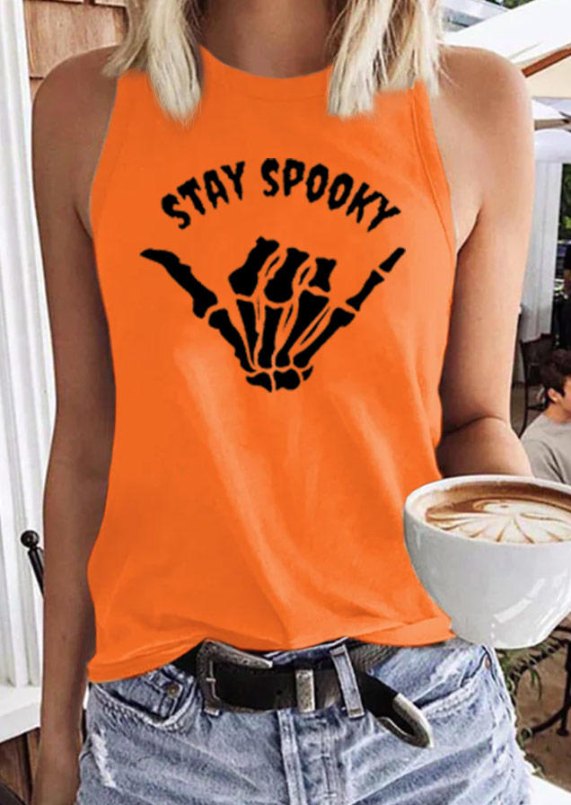 

Stay Spooky Skeleton Hand Tank - Orange, SCM018715