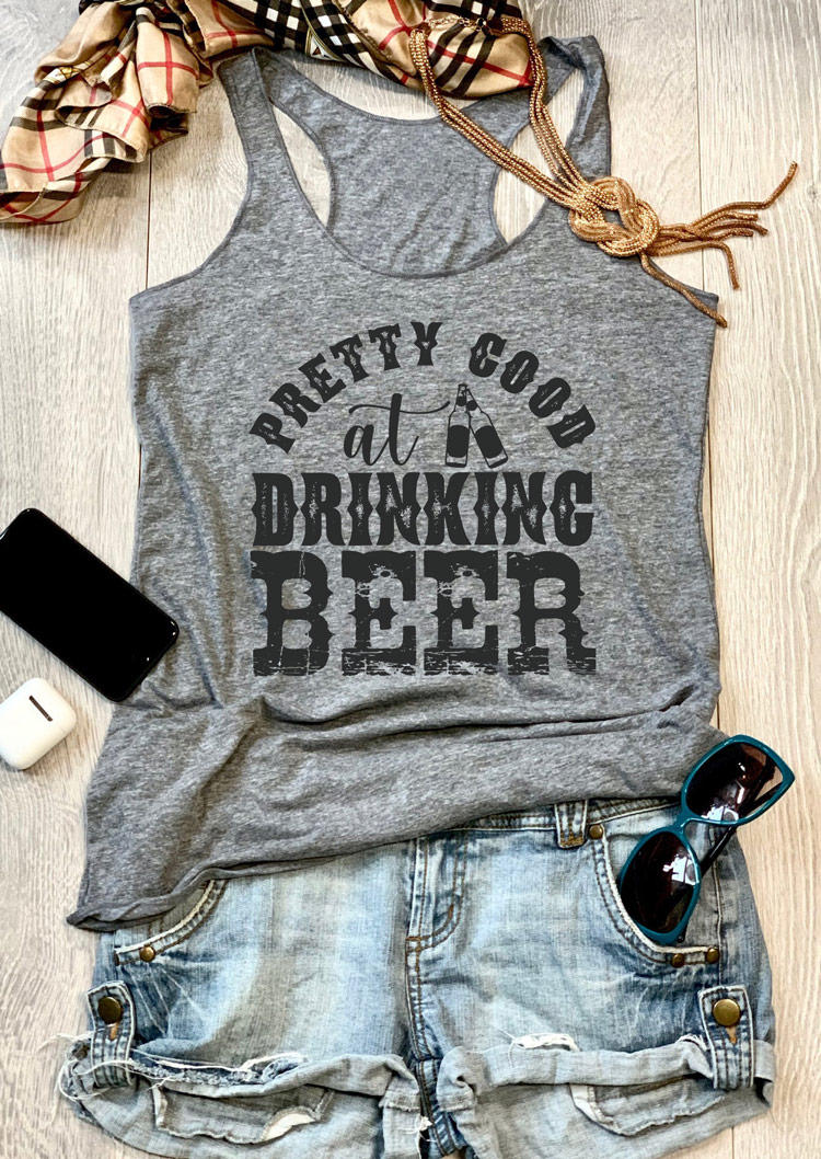 

Pretty Good At Drinking Beer Racerback Tank - Gray, SCM018786