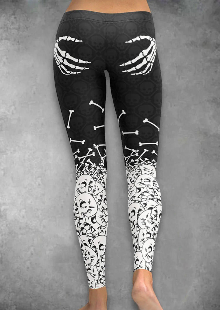 

Halloween Skeleton Hand Skull Skinny Leggings - Black, SCM018826