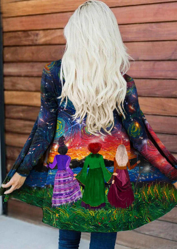 

Halloween Starry Sky Long Sleeve Cardigan, Multicolor, SCM018857