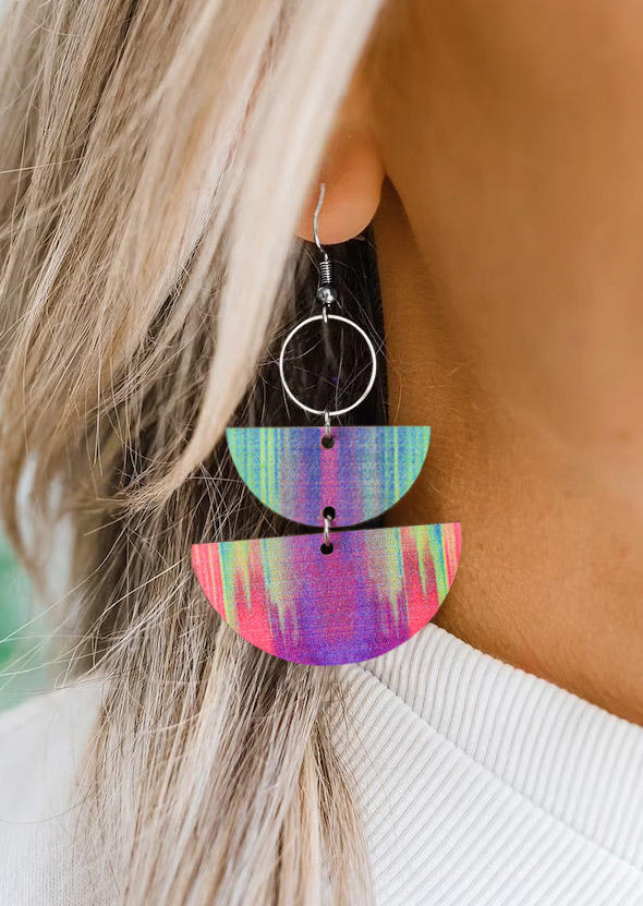 

Colorful Gradient Hollow Out Circle Hook Earrings, Multicolor, SCM018529