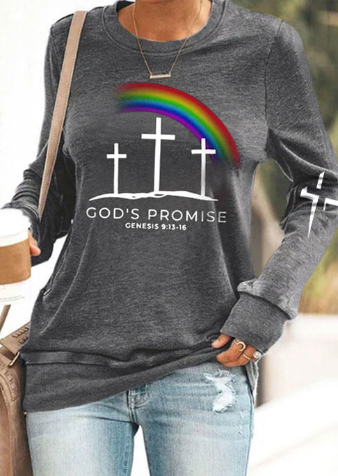 

God' Promise Cross Rainbow Sweatshirt - Gray, SCM018662